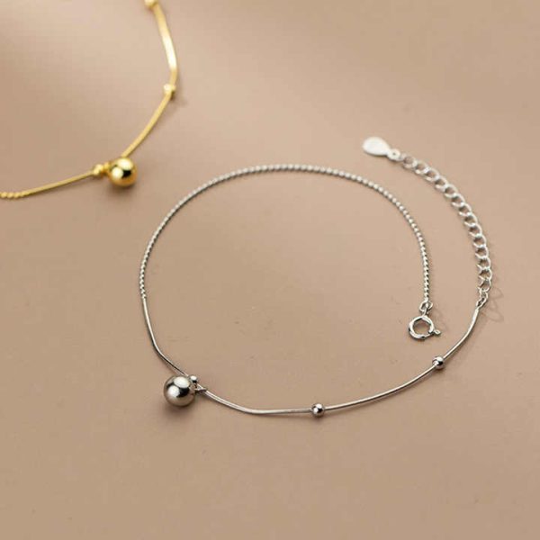 Wholesale 925 Silver Anklet Bracelet Jewelry Sterling Silver Bead Round Bead Anklet Chain Simple Elegance Foot Jewelry Women