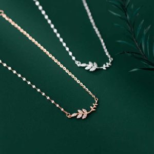 Cubic Zirconia Leaf Shape Rose Gold Plated 925 Sterling Silver Anklets Bracelets Summer Foot Fine Jewelry for Women