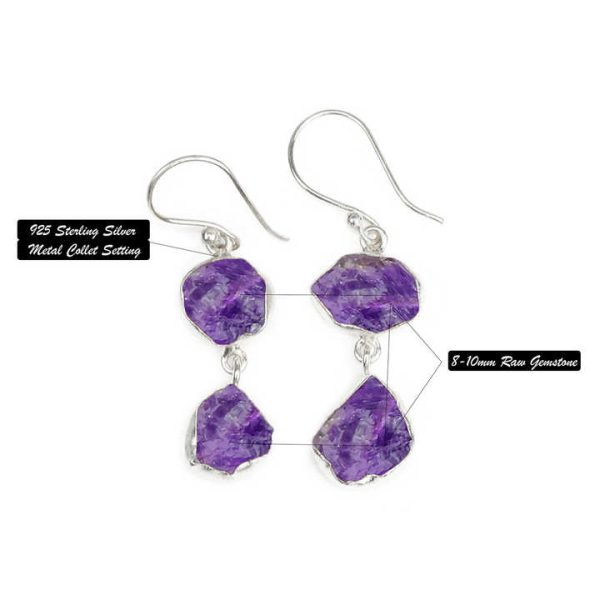Handmade Gold-Plated Double Gemstone Dangle Earrings Natural Rough Herkimer Diamond Crystal Protection for Gifts Men Women