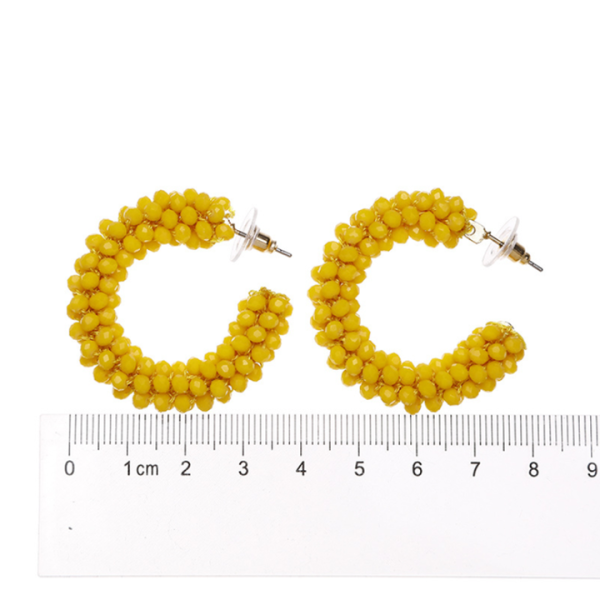 Fashion Womens Luxury Moon Stud Earrings c Shape Jewelry Handmade Seed Beads Statement Crystal Beaded Hoop Earrings for Girls