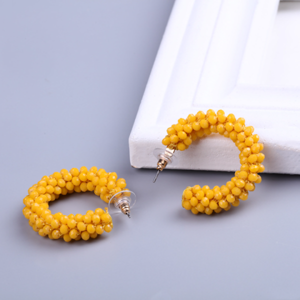 Fashion Womens Luxury Moon Stud Earrings c Shape Jewelry Handmade Seed Beads Statement Crystal Beaded Hoop Earrings for Girls