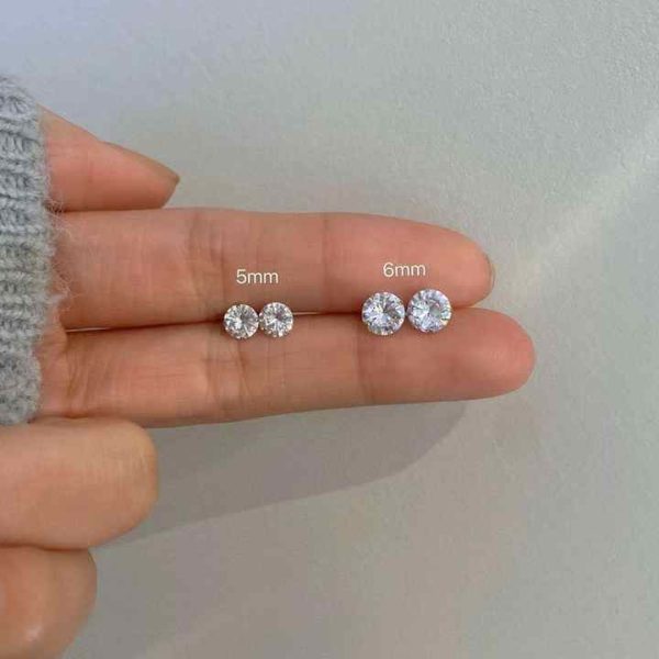 Exquisite 925 Silver White Diamond Crystal Ear Stud Earrings Cubic Zirconia Earbone Studs for Men and Women