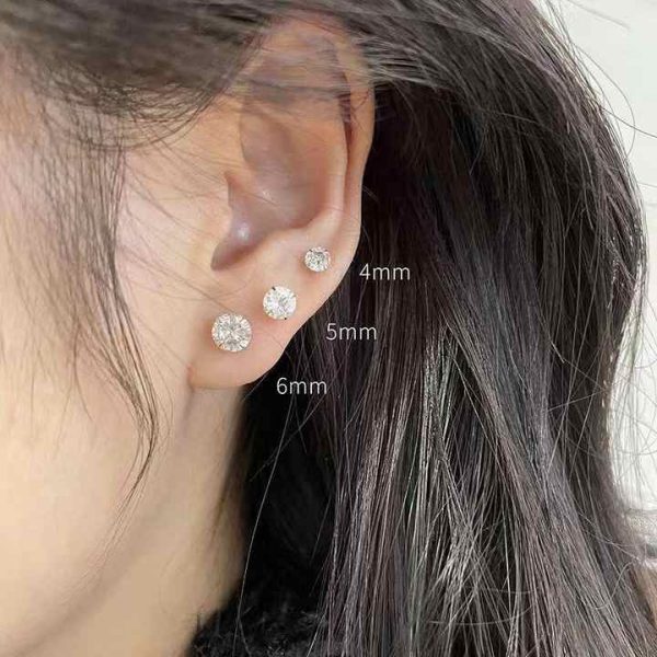 Exquisite 925 Silver White Diamond Crystal Ear Stud Earrings Cubic Zirconia Earbone Studs for Men and Women