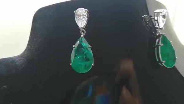 925 Sterling Silver Ethnic Drop Earrings with Turquoise Emerald and Artificial Crystal Beads for Women