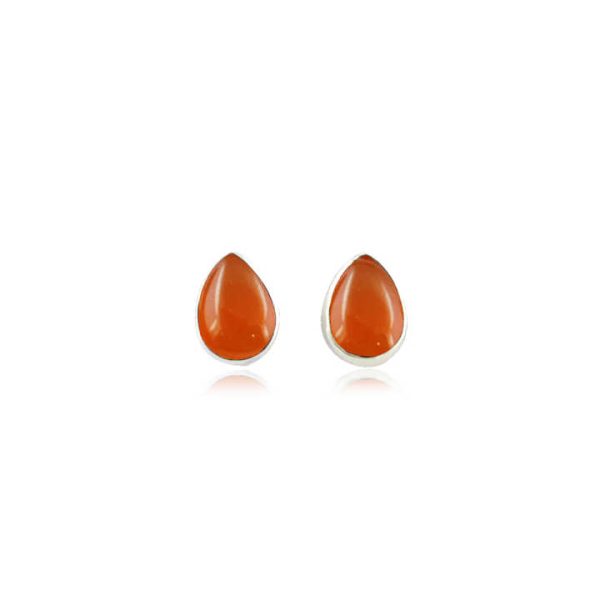 925 Sterling Silver Carnelian Pear ShapeGemstone Stud Earrings Birthstone Crystal Collet Stud Earrings Natural Gemstone Stud
