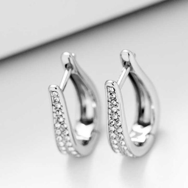 2024 Best Selling 18K Gold Plated 925 Silver Jewelry Accessory High Quality Crystal Diamond Hoop Earrings for Gift or Party