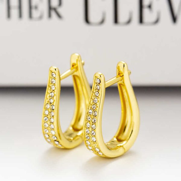 2024 Best Selling 18K Gold Plated 925 Silver Jewelry Accessory High Quality Crystal Diamond Hoop Earrings for Gift or Party