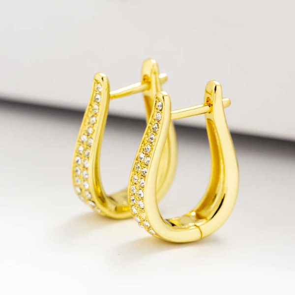 2024 Best Selling 18K Gold Plated 925 Silver Jewelry Accessory High Quality Crystal Diamond Hoop Earrings for Gift or Party