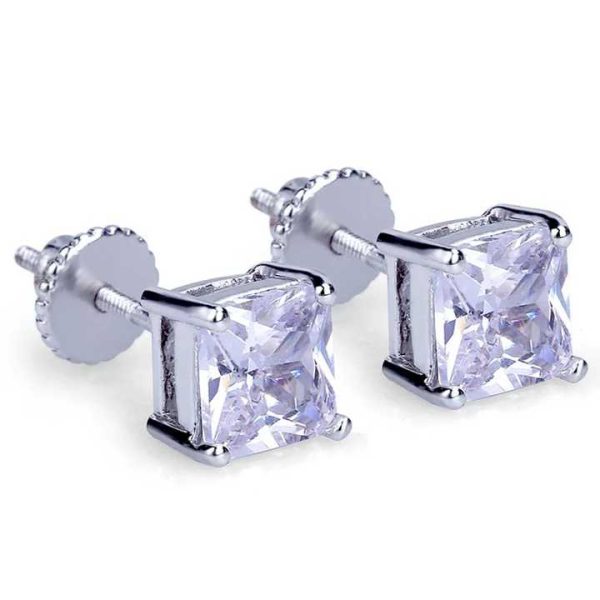 Silver Plated Earrings Jewelry Hip Hop Earrings for Men 18k Gold Plated Zircon Brass Inlay Craft Crystal Jewelry Stud Earrings