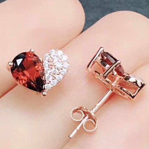 Gemstone Factory Wholesale New Fashion Trendy Natural Red Garnet Crystal Earrings in 925 Silver Jewelry