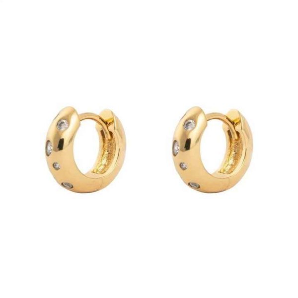 Gemnel Multi Crystal Gold Huggie 925 Silver Thick Hoops Hypoallergenic Earrings