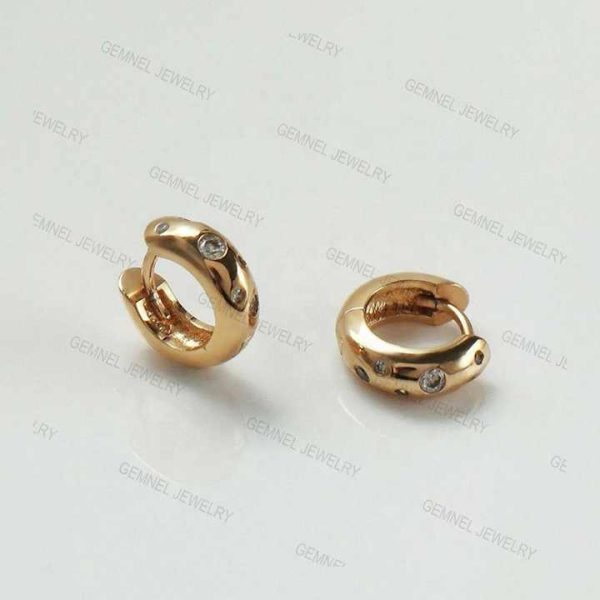 Gemnel Multi Crystal Gold Huggie 925 Silver Thick Hoops Hypoallergenic Earrings