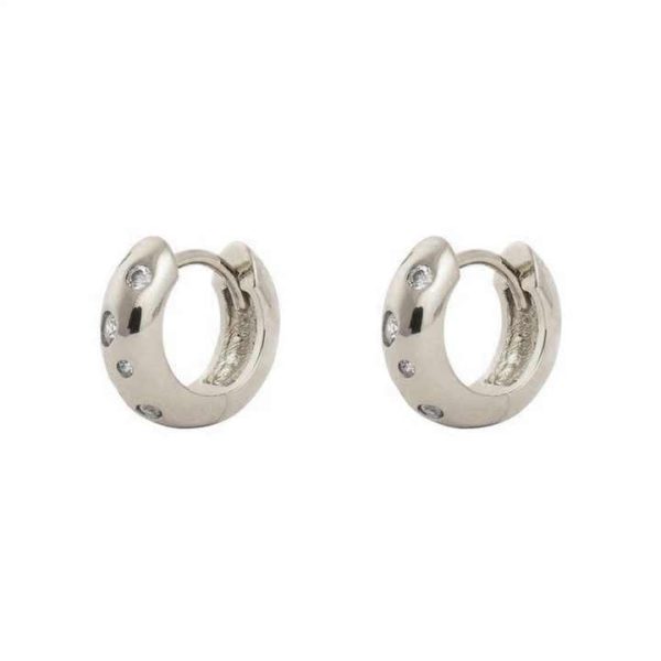 Gemnel Multi Crystal Gold Huggie 925 Silver Thick Hoops Hypoallergenic Earrings