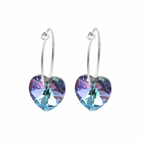 Wholesale 925 Sterling Silver 15mm 22mm Heart Crystal Stone Hoop Earrings for Women