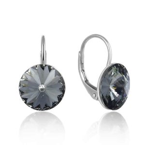 Trendy 925 Sterling Silver Crystal Charm Dangle Earrings for Women - Rhodium Plated 10x17mm Jewelry Gift
