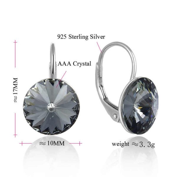Luxury 925 Sterling Silver Crystal Dangle Earrings Elegant Jewelry Accessory