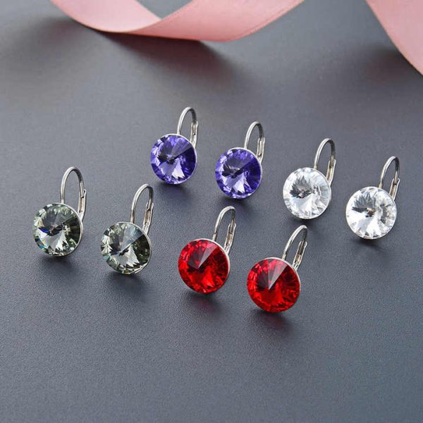 Luxury 925 Sterling Silver Crystal Dangle Earrings Elegant Jewelry Accessory