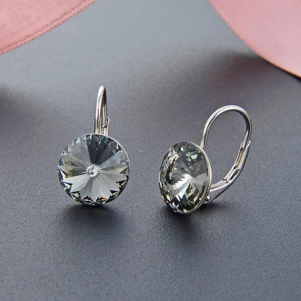 Luxury 925 Sterling Silver Crystal Dangle Earrings Elegant Jewelry Accessory