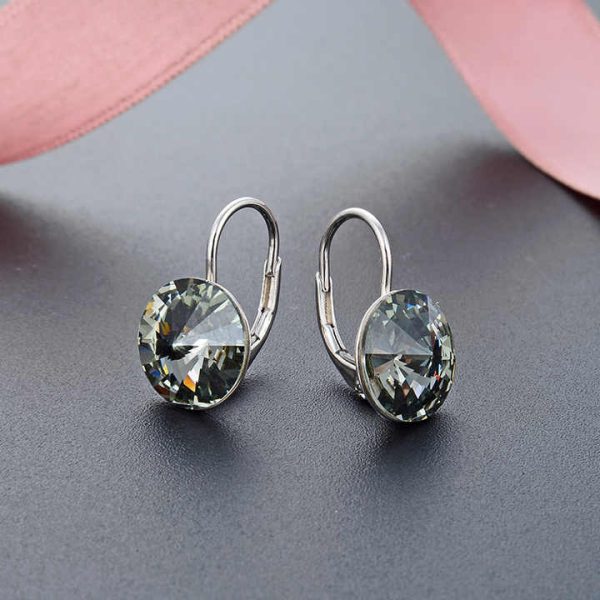 Luxury 925 Sterling Silver Crystal Dangle Earrings Elegant Jewelry Accessory