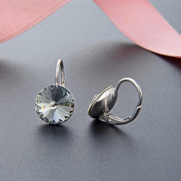Luxury 925 Sterling Silver Crystal Dangle Earrings Elegant Jewelry Accessory