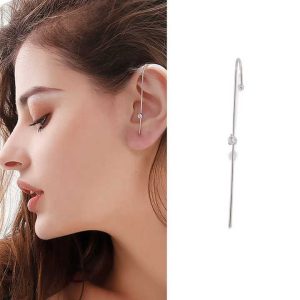 Fashion Zircon Crystal Gold Plated Brass Hook Stud Earrings for Women - Trendy Wrap Crawler Design