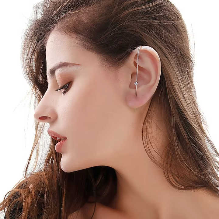RAKOL EP2593 Fashion Zircon Crystal Wrap Crawler Gold Plated Hook Stud Earrings for Women