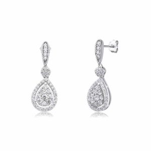 925 Sterling Silver Zircon Vintage Dangle Drop Earrings for Women, Rhodium Plated Crystal Pendant Jewelry