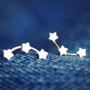 925 Sterling Silver Star Stud Earrings with Crystal for Women, Trendy Rhodium Plated Jewelry Gift