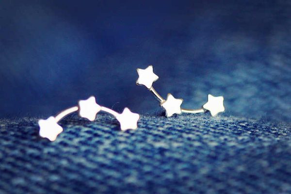 Silver Jewelry 925 Sterling Silver Crystal Star Shape Earrings for Women