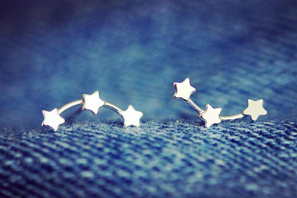 Silver Jewelry 925 Sterling Silver Crystal Star Shape Earrings for Women