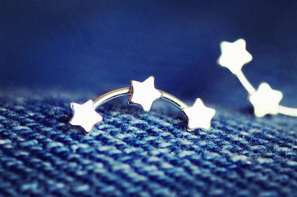 Silver Jewelry 925 Sterling Silver Crystal Star Shape Earrings for Women