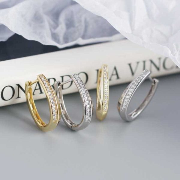 European and American Style Fashion Earrings CZ Crystal Earrings 925 Silver Hoop Earrings Gold Plated Jewelry