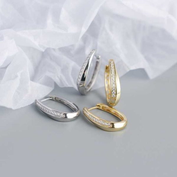 European and American Style Fashion Earrings CZ Crystal Earrings 925 Silver Hoop Earrings Gold Plated Jewelry