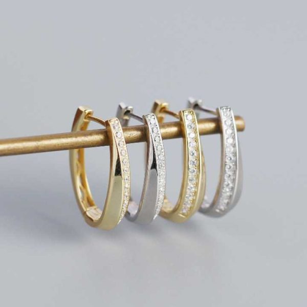 European and American Style Fashion Earrings CZ Crystal Earrings 925 Silver Hoop Earrings Gold Plated Jewelry