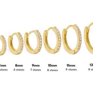 925 Sterling Silver Gold Plated Huggie Hoop Earrings with Zircon Micro Pave Setting for Women & Men