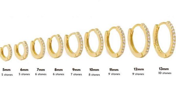 925 Sterling Silver Gold Plated Huggie Hoop Earrings with Zircon Micro Pave Setting for Women & Men