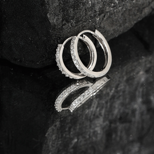 FUAMAY 925 Sterling Silver Gold Plated Multi Size Crystal Tiny Micro Pave Small Gold Hoop Huggie Baby Earrings