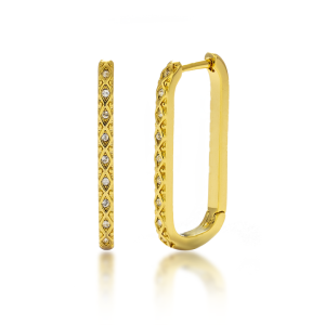 Trendy 18K Gold Plated 925 Sterling Silver Round Crystal Rhinestone Hoop Earrings for Women