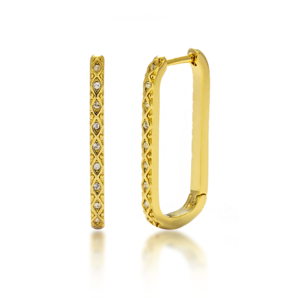 Fashion Trendy 18K Gold Plated Jewelry 925 Sterling Silver Round Shaped Crystal Diamond Unique Hoop Earrings for Women
