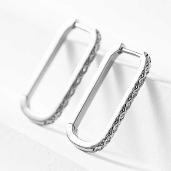 Fashion Trendy 18K Gold Plated Jewelry 925 Sterling Silver Round Shaped Crystal Diamond Unique Hoop Earrings for Women