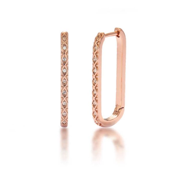 Fashion Trendy 18K Gold Plated Jewelry 925 Sterling Silver Round Shaped Crystal Diamond Unique Hoop Earrings for Women
