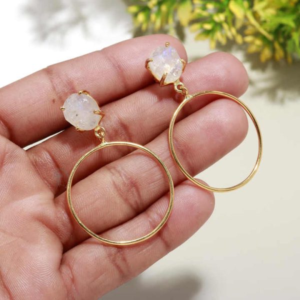 925 Sterling Silver Rainbow Moonstone Smooth Oval Gemstone Stud Earring Birthstone Crystal Stud Earrings Natural Gemstone Studs