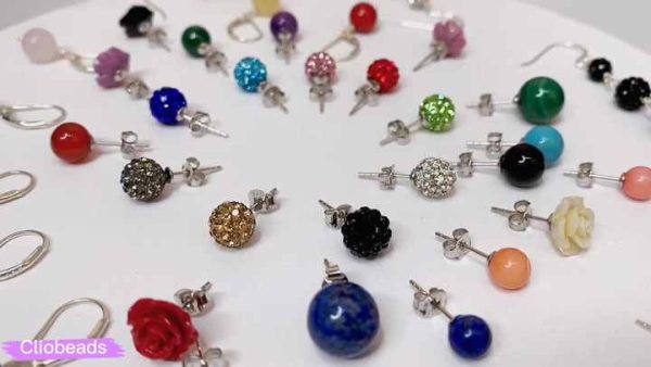 925 Sterling Silver 8mm Natural Stone Stud Earrings with Carnelian Malachite Amethyst Crystal Round Ball