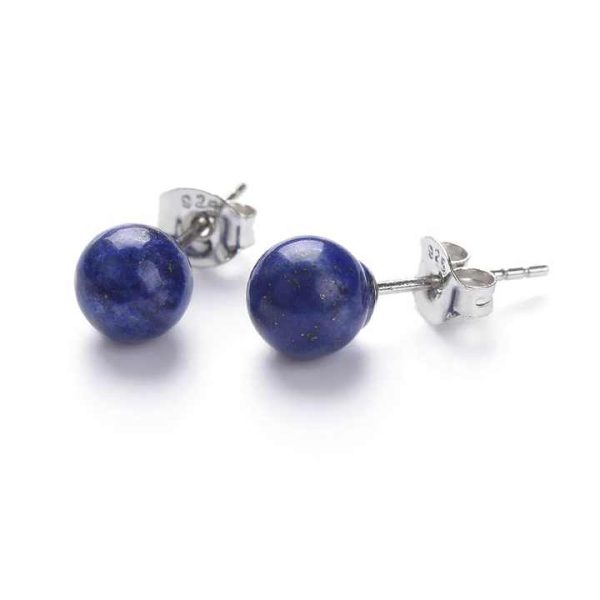 Cliobeads 925 Sterling Silver Jewelry 8mm Carnelian Malachite Amethyst Crystal Round Ball Natural Stone Stud Earrings