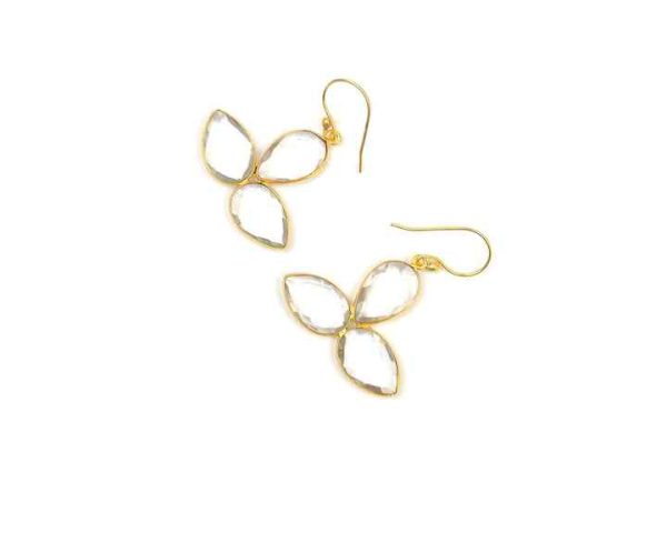 Crystal Quartz Pear Shape Gold Plated Jewelry Vintage Making Natural Multi Gemstone Stud Set CZ Earring