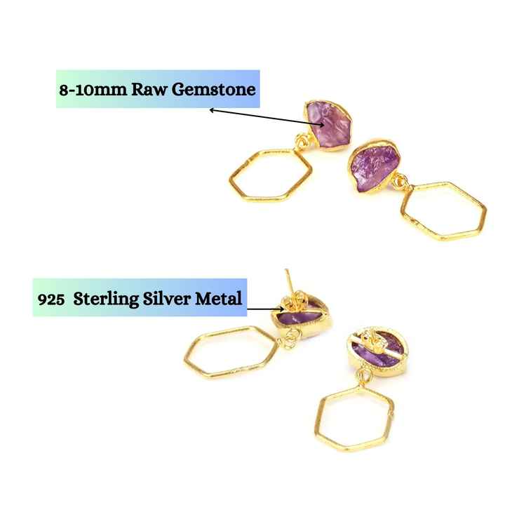 Handmade Designer Dangle Earrings Natural Raw Emerald Crystal With 925 Sterling Silver Protection Unique Gemstone Jewelry