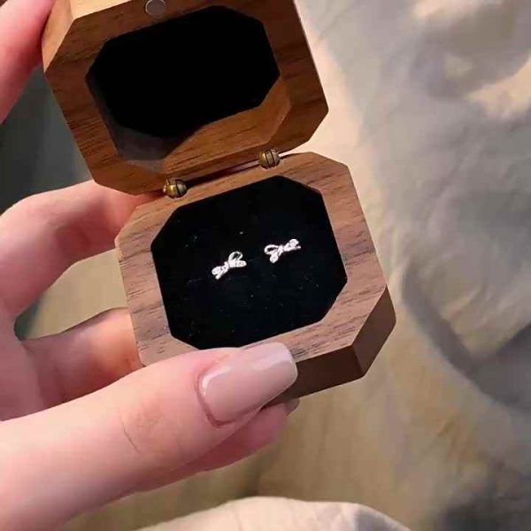 925 Sterling Silver Bowknot Zircon Stud Earrings for Women, Trendy Luxury Fine Jewelry for Party Wedding Gift