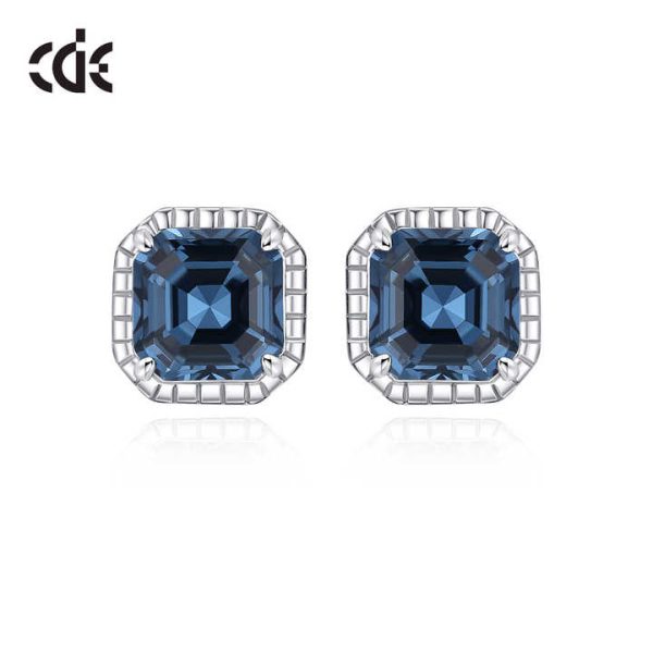 YE1883 Luxury Jewelry Women Earring 925 Sterling Silver With Square-Shaped Crystal Earring Rhoduim Plated Stud Earring