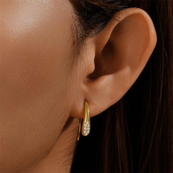 Fashion Jewelry 925 Sterling Silver Zircon CZ Crystal Droplet Earrings for Women