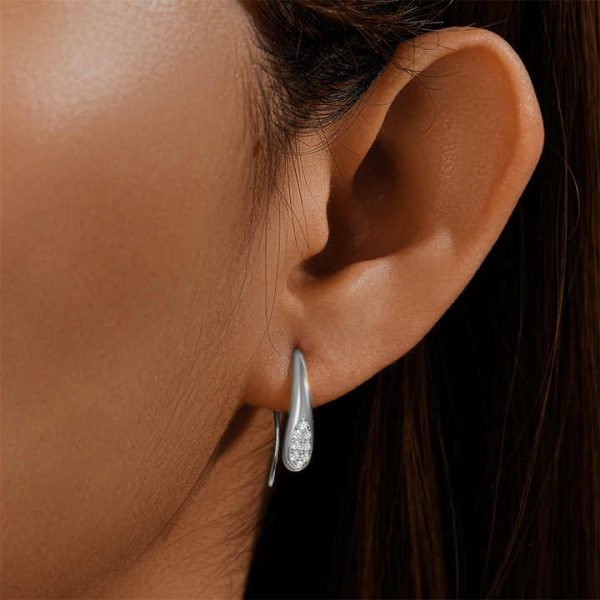 Fashion Jewelry 925 Sterling Silver Zircon CZ Crystal Droplet Earrings for Women